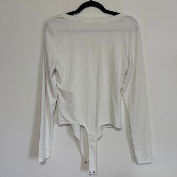 American Eagle White Long Sleeve Bodysuit - Size Large - Picture 2 of 8